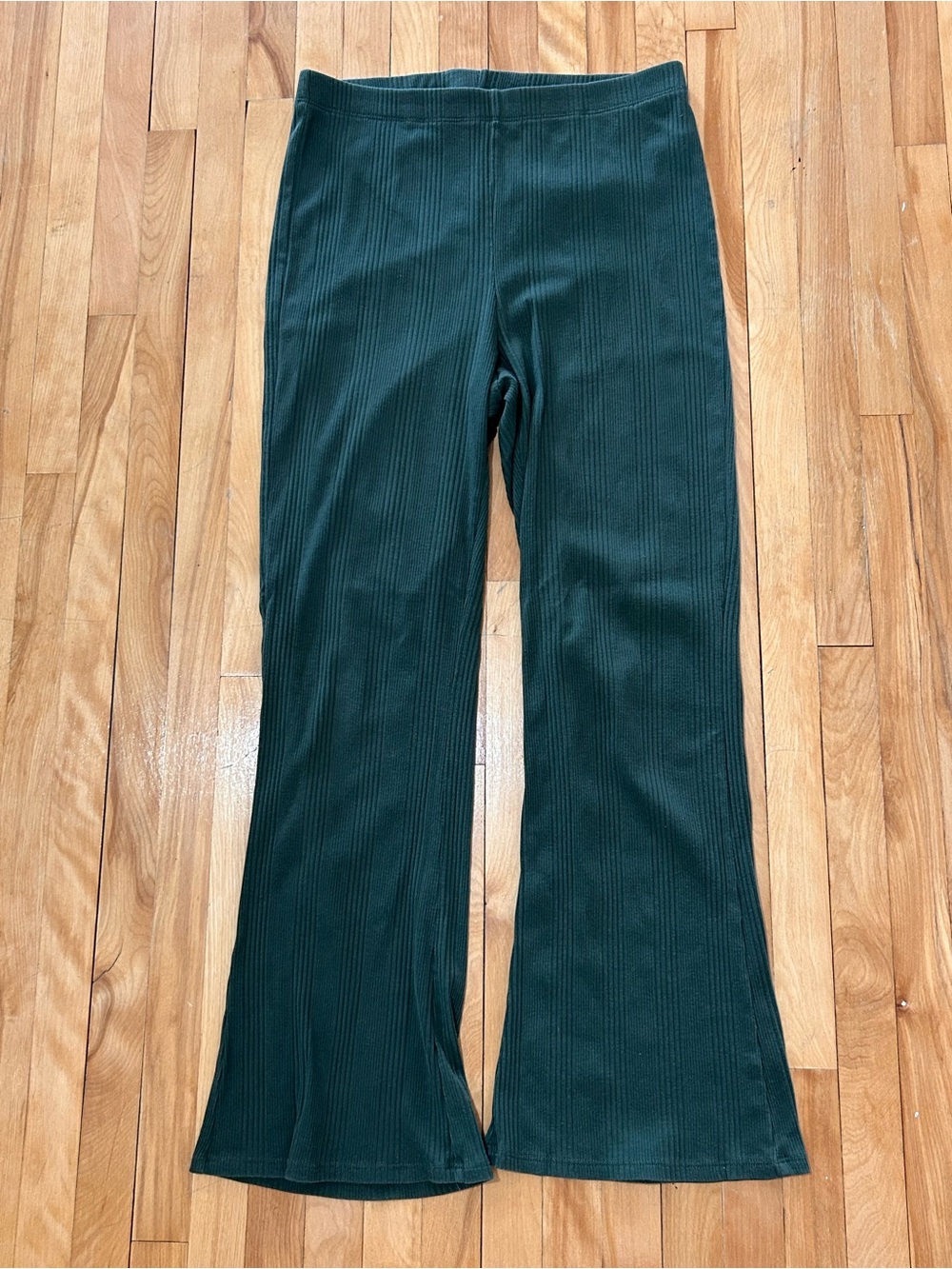 Aerie Dark Green Ribbed Flare Pants
